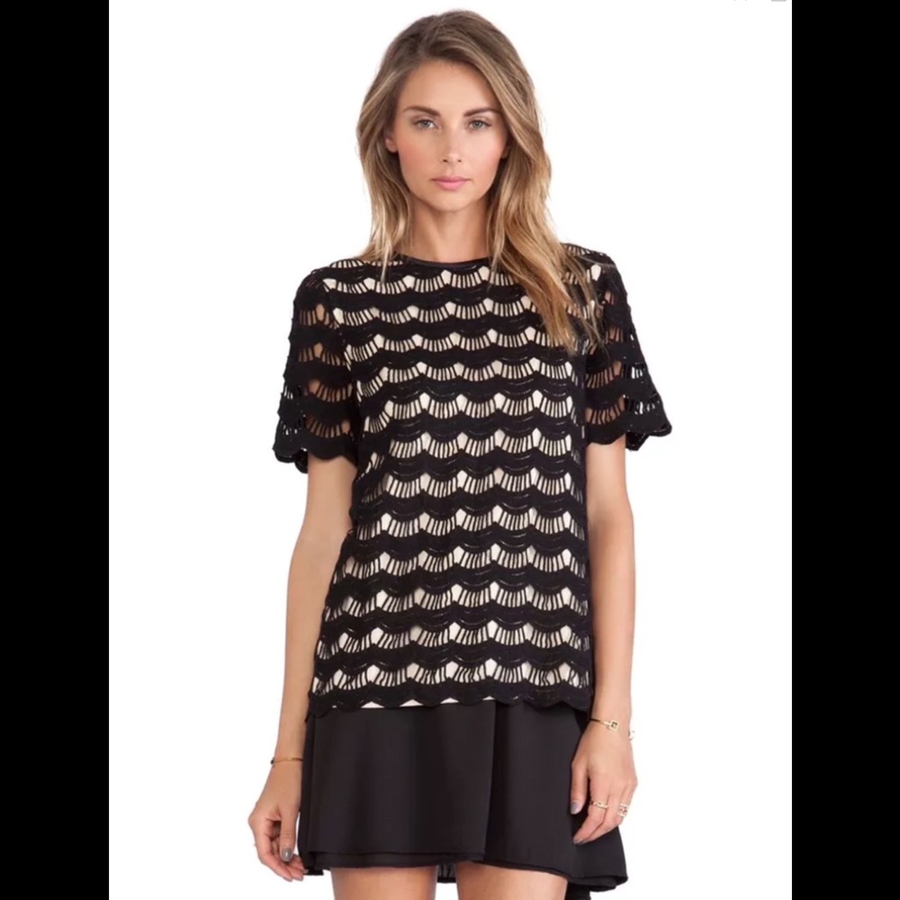 NWT Kate Spade ♠️ Scallop Lace Top Black Sz 6